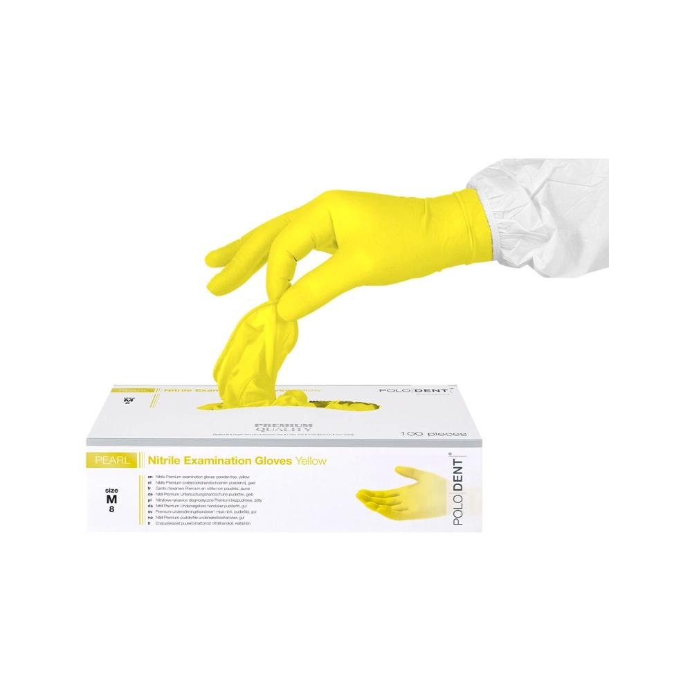 PoloDent Pearl nitrile non poudrés jaune medium 100 pcs
