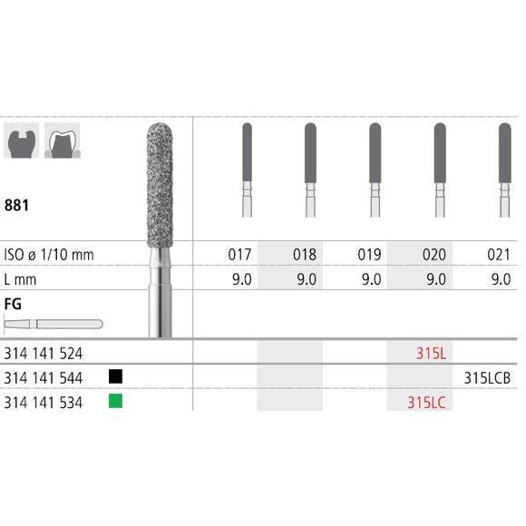 Intensiv SB Prep Fraises diamantées FG 315L/6 GB 020