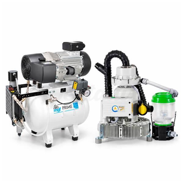 Aspir Comp 2: compressor Prime 2 met droger + afzuiging EXCOM Hybrid 2