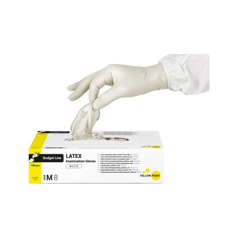 Yellow Point Budget Line Gants Latex non poudrés blanc moyen 100 pcs