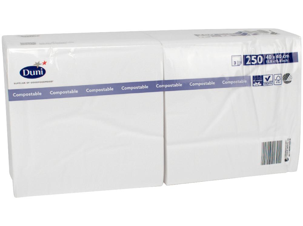 Duni Serv. 40x40 blanc 3lg 250p.