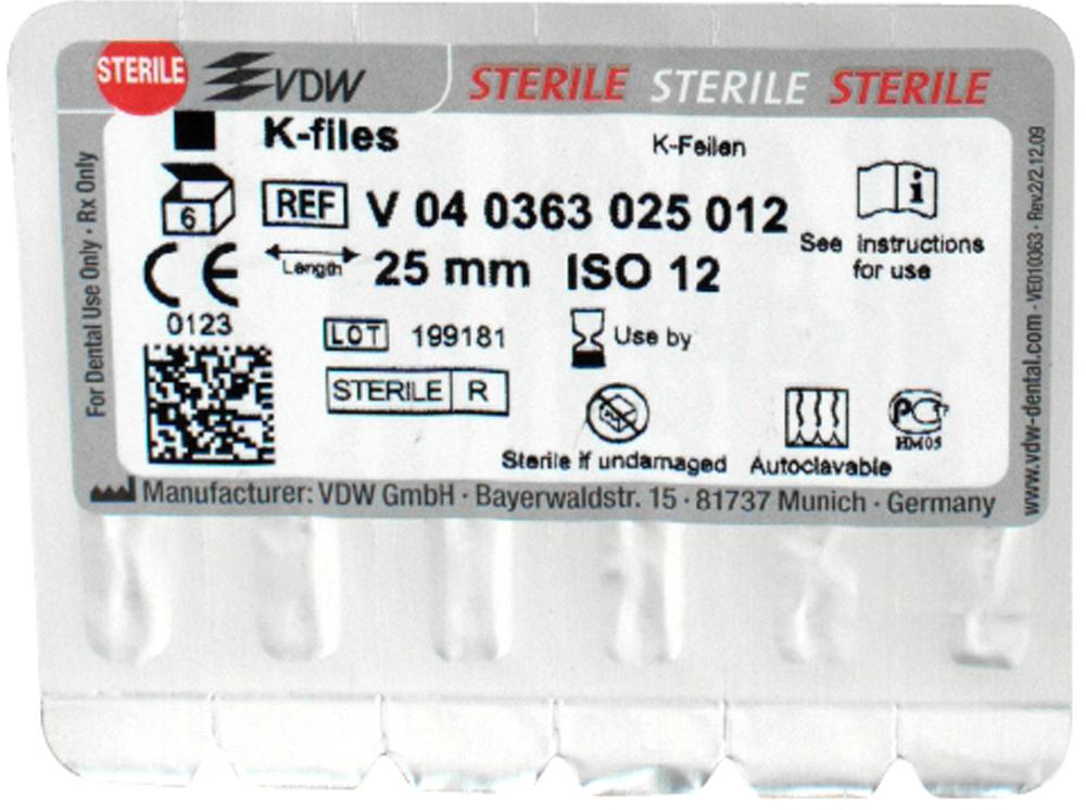 K-files 63/ 12,5 25mm steriel 6st.