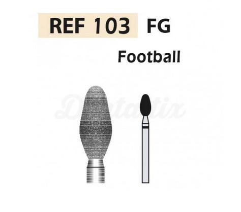 Fraise diamantée 103 FG en forme de ballon de rugby (5 pièces)