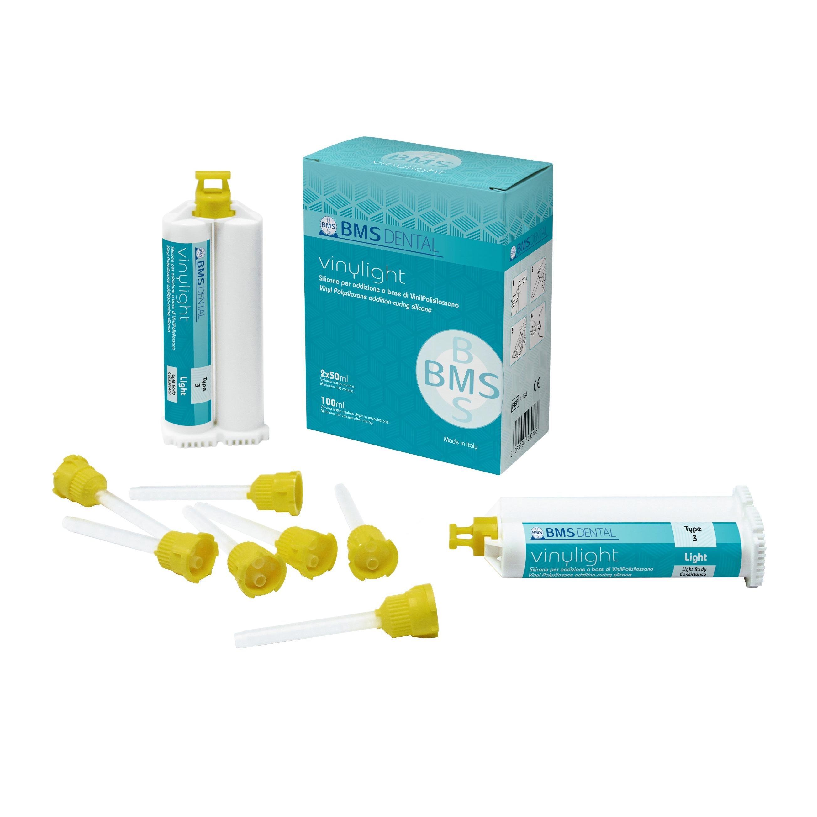 BMS VINYLIGHT silicone A pour deuxième empreinte (2 x 50 ml + 12 embouts)