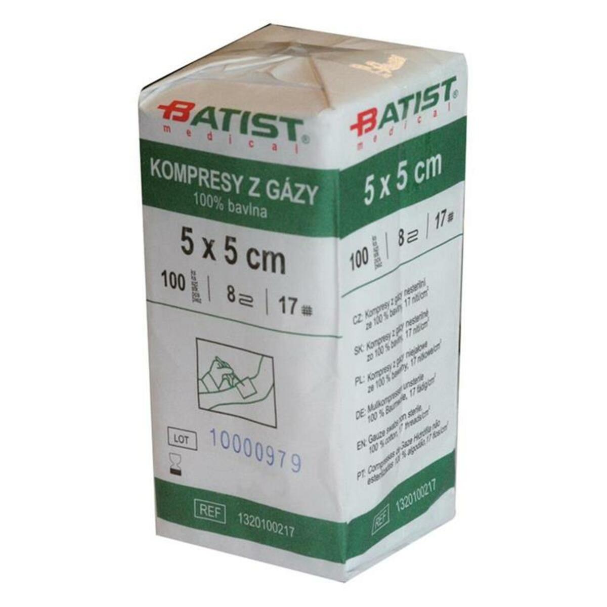 Batist® Compresses de gaze non stériles 8 couches - 5x5cm