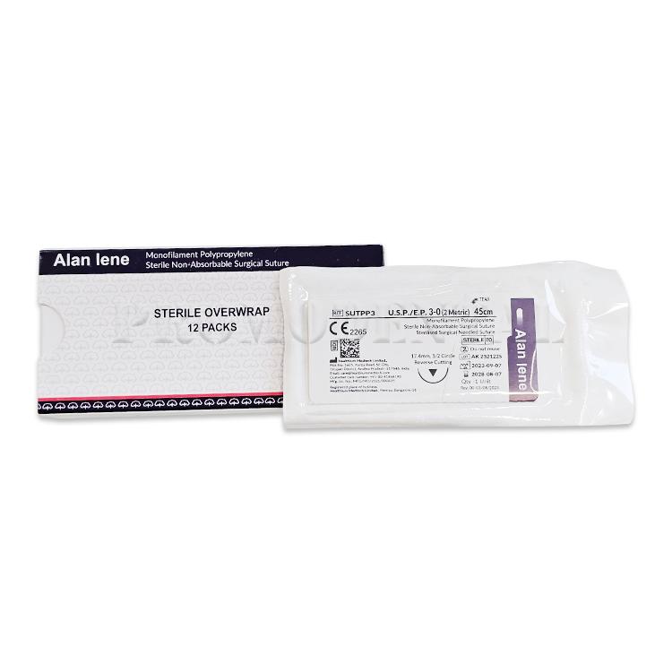 Alan Lene suture polypropylène aiguille tranchant inversé 17mm - 3-0