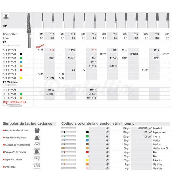 Diamantboor 847 FG conisch plat (6 st.)