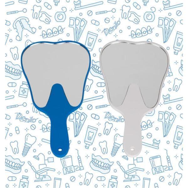 Denlo Handspiegel Kies- / Tandvorm Wit+Blauw 24x13x8.5 cm (2 st.)