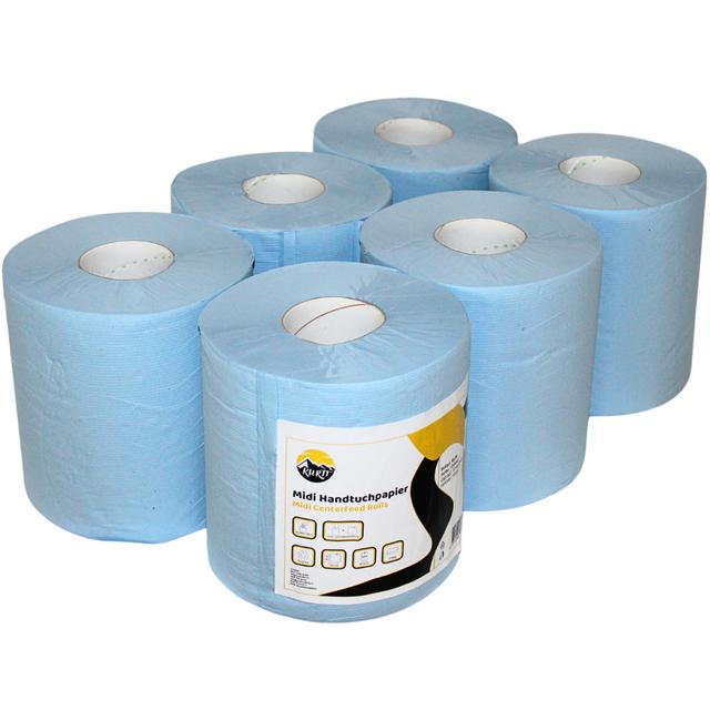 KURTT Poetsrollen Blauw Midi 2-laags gerecycled 20 cm x 150 m (6 rollen)