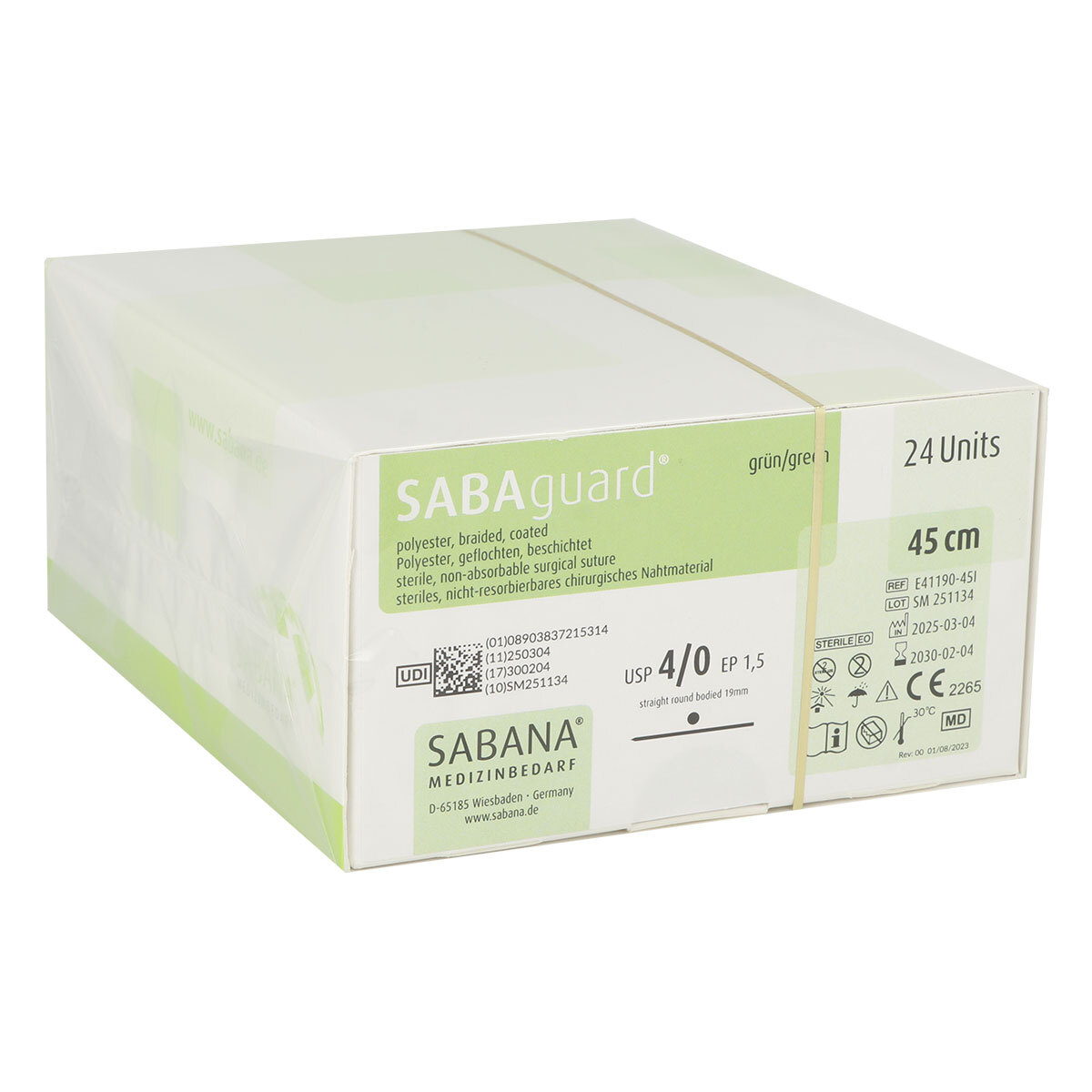 SABAguard® fil de suture polyester DS-16 USP 4-0 triangulaire - 45 cm