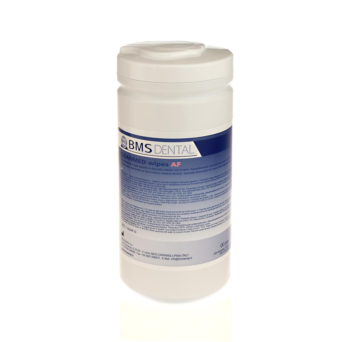 BMS Dental CLEANMED Wipes AF lingettes désinfectantes de surfaces sans alcool avec distributeur
