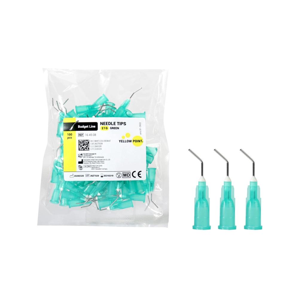 Yellow Point Budget Line Needle Tips 21ga groen 100 stuks