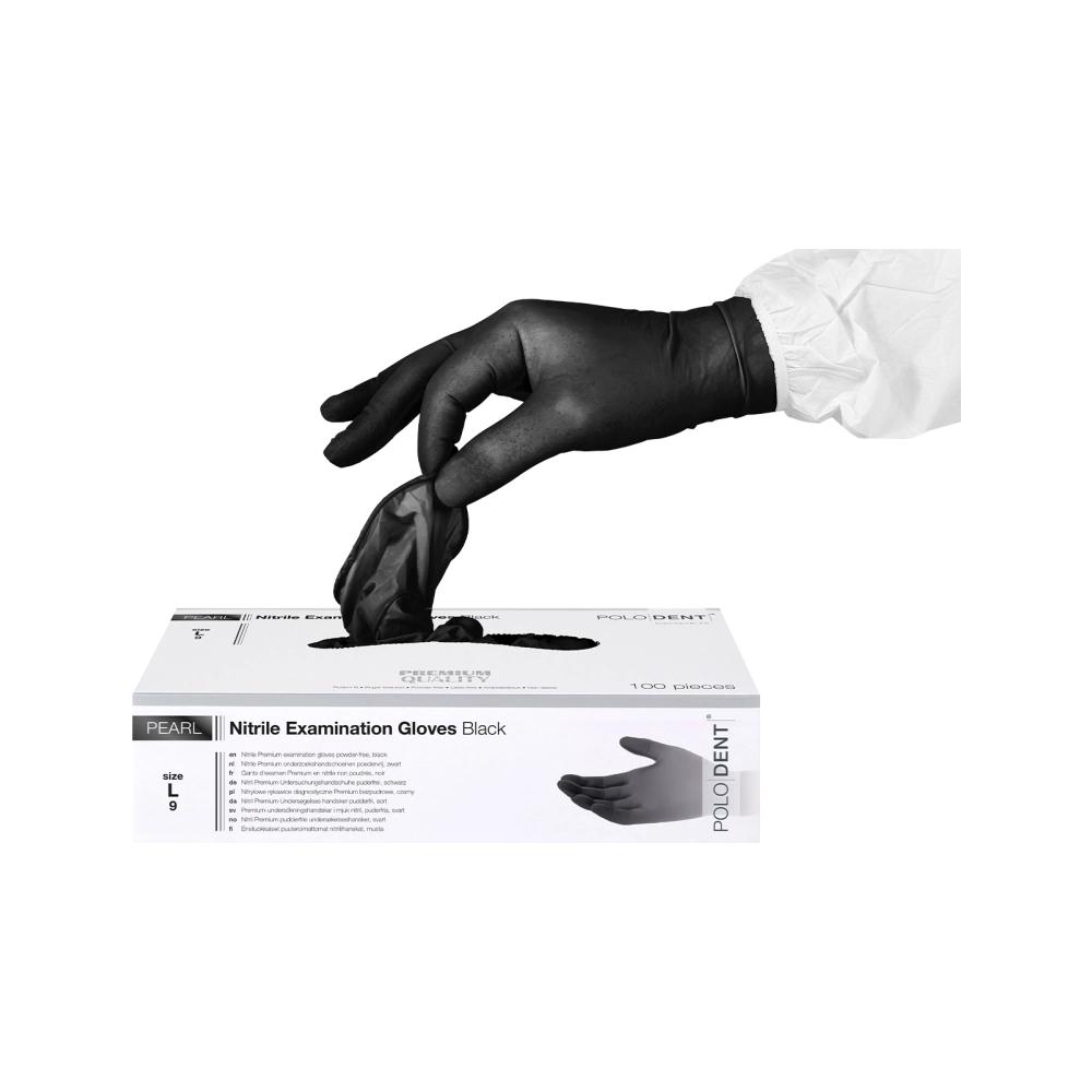 PoloDent Pearl nitrile non poudrés noir large 100 pcs