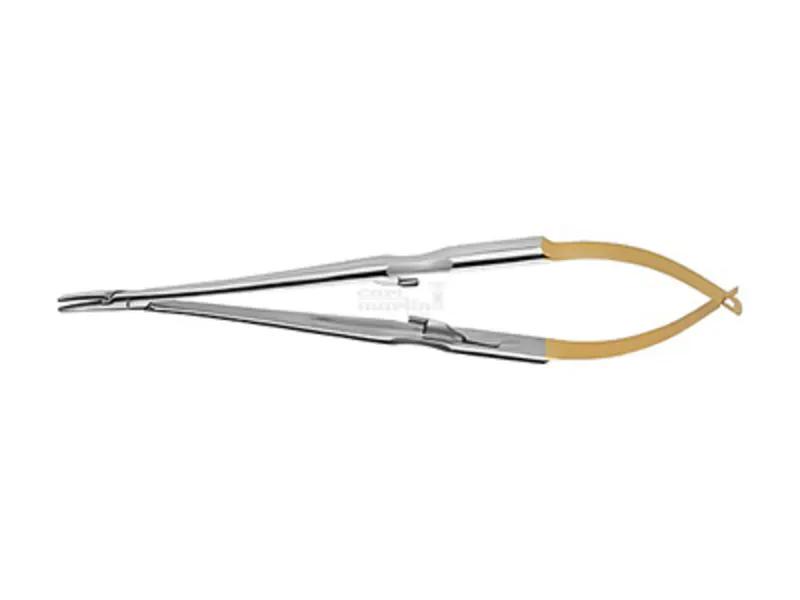 Porte-aiguille Castroviejo 18cm courbé LiquidSteel avec des incrustations de métal dur