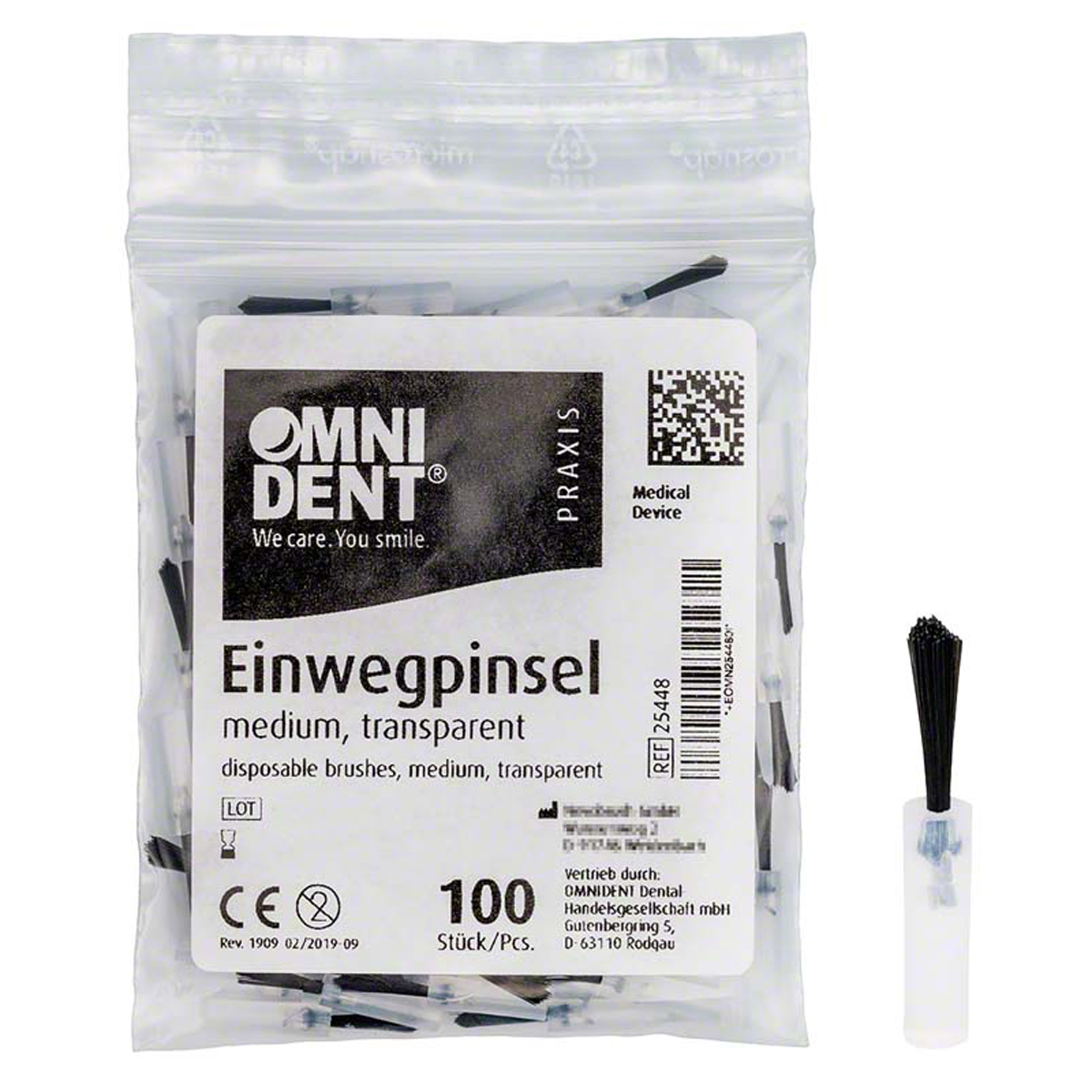 Omnident® Pinceaux d'application transparent long noir - moyen