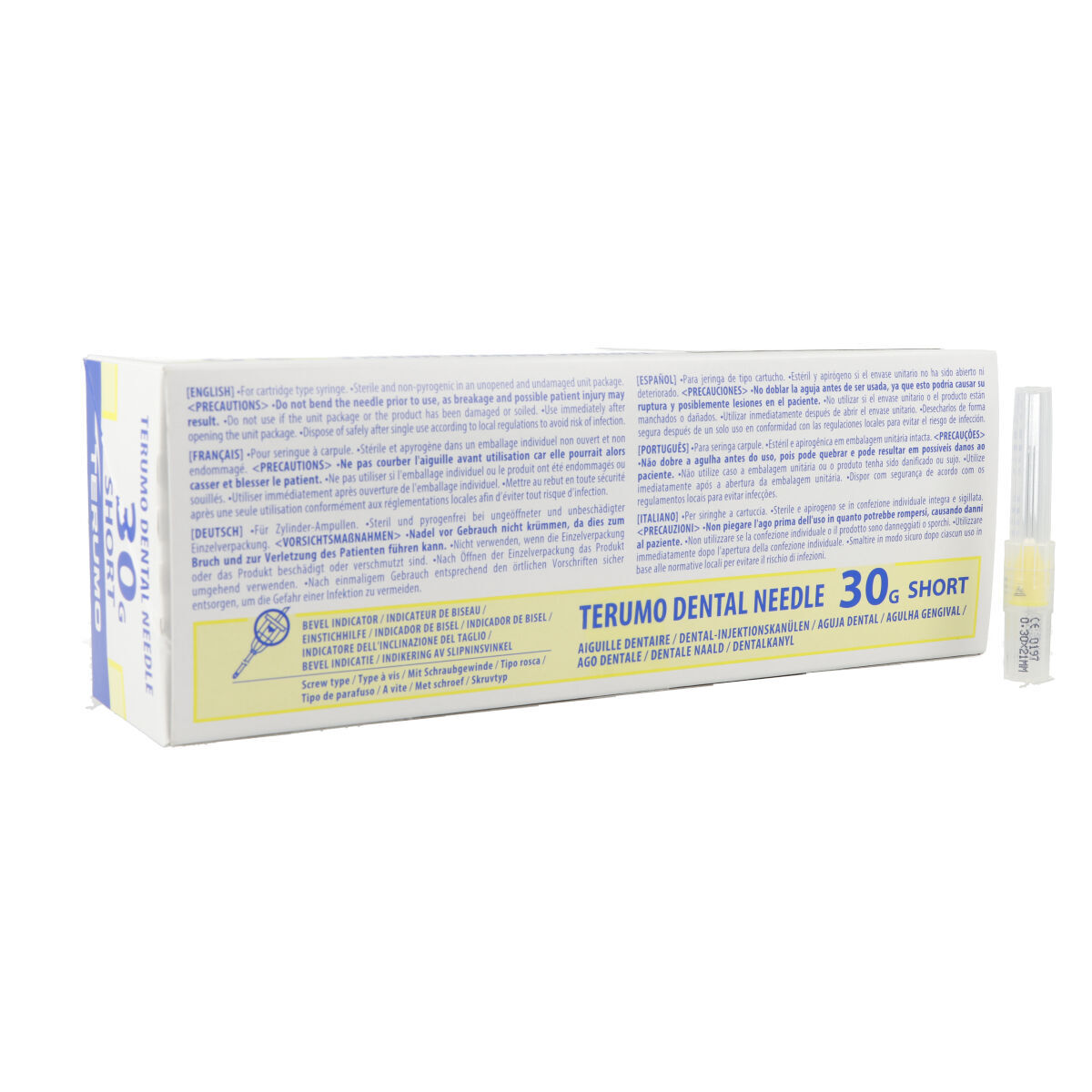 Terumo® Plastic Hub aiguilles d'injection 30G Ø0,3 mm (grises) - 22 mm (courtes, type à vis: pouces)