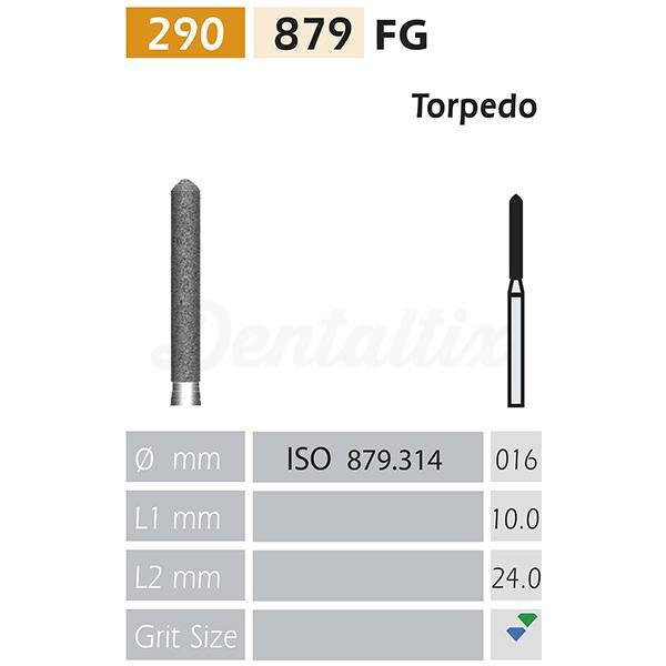 Fraise diamantée 879 FG en forme de torpille BADER (5 pièces)