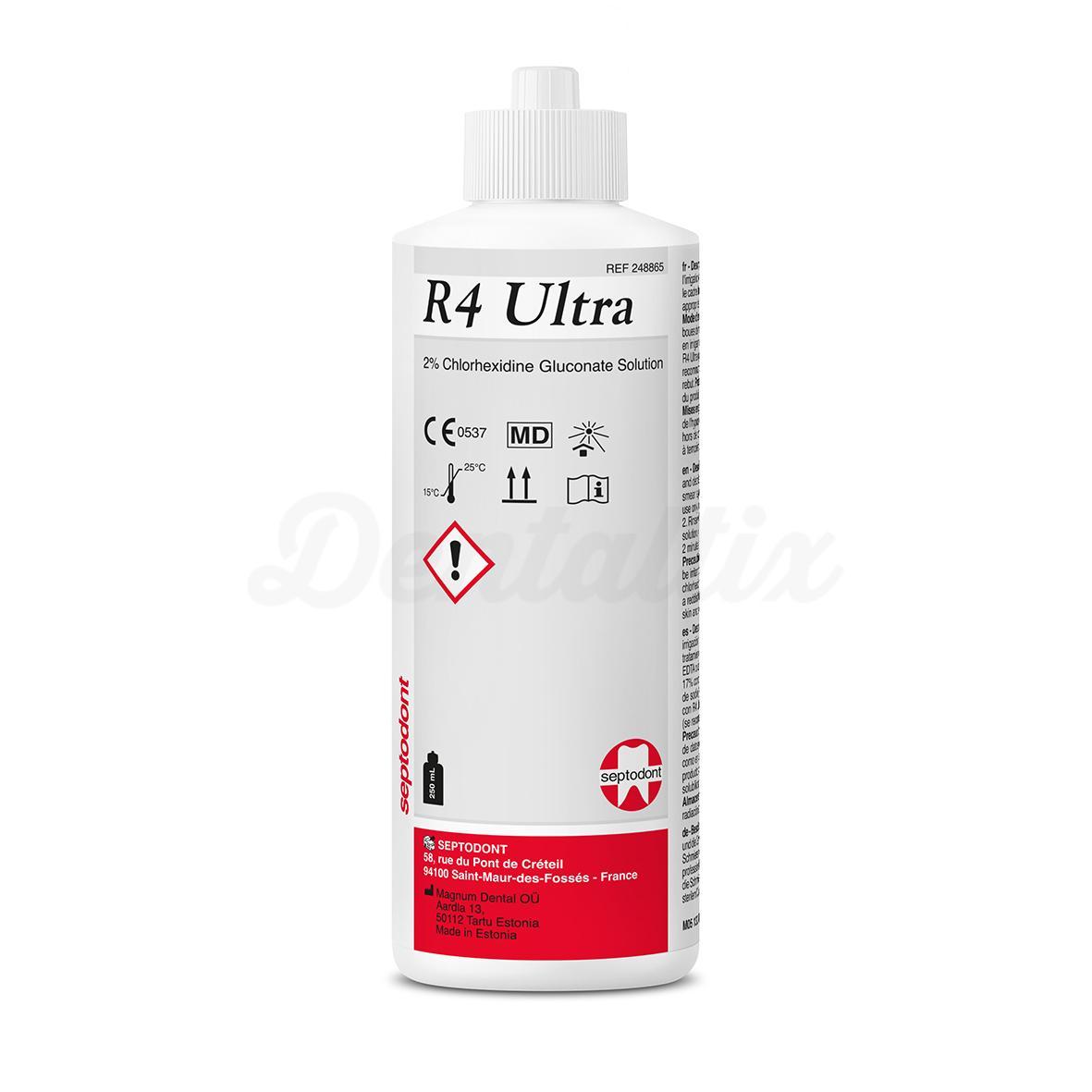 R4+ Ultra : Solution de CHX à 2 % pour l'endodontie (250 ml)