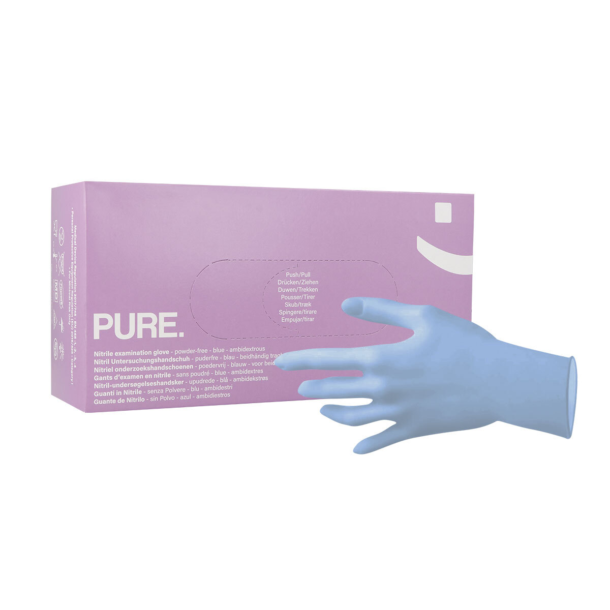 PURE Gants nitrile sans poudre bleu 100pces (3,5g)