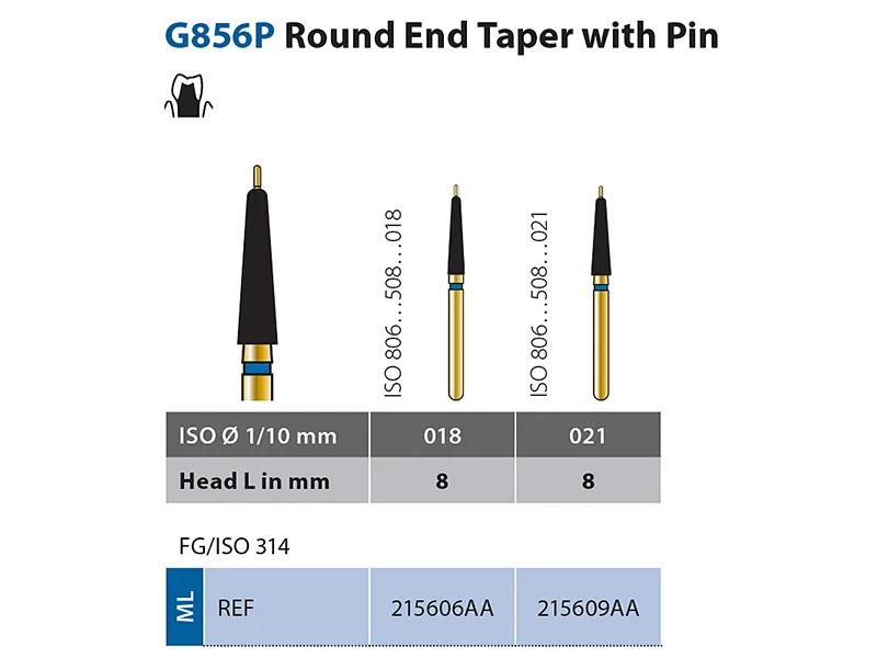 Diatech G856P Round End Taper with Pin