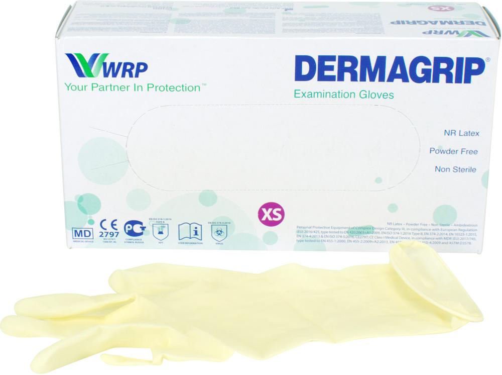 Dermagrip latex pdfr n.wit Gr.XS 100st