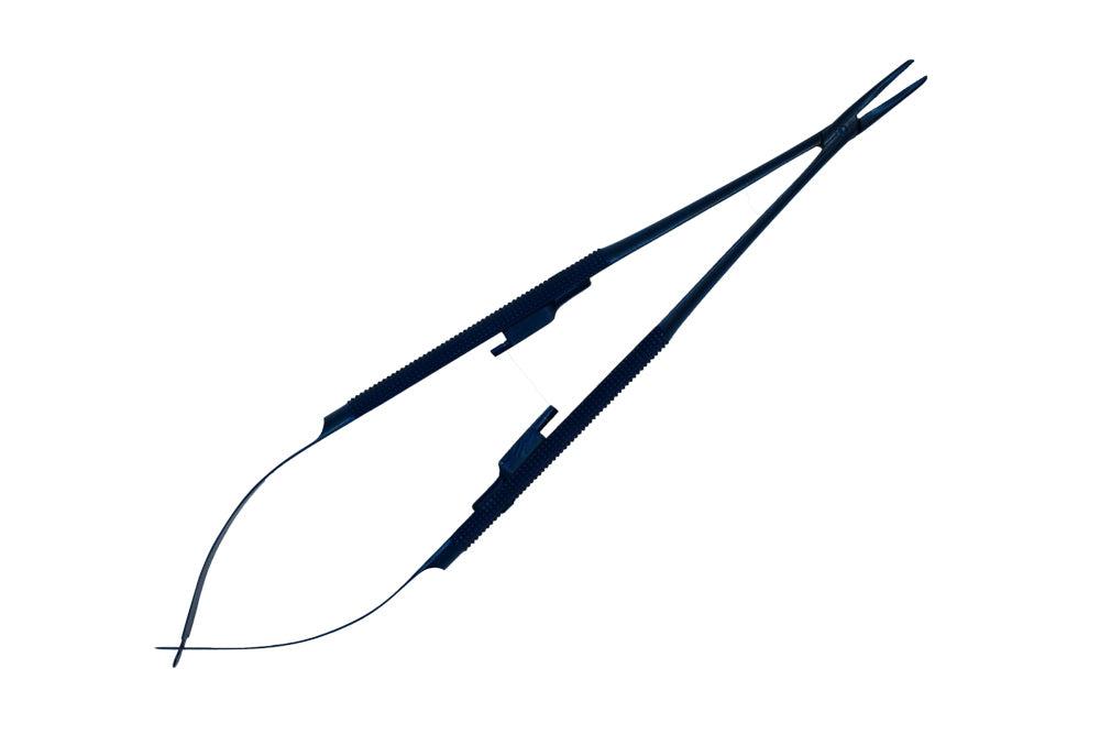 Naaldvoerder Castroviejo titanium ronde handgreep gebogen 18cm naaldmaat 5-0,6-0,7-0,8-0,9-0,10-0 ref. 1004-28