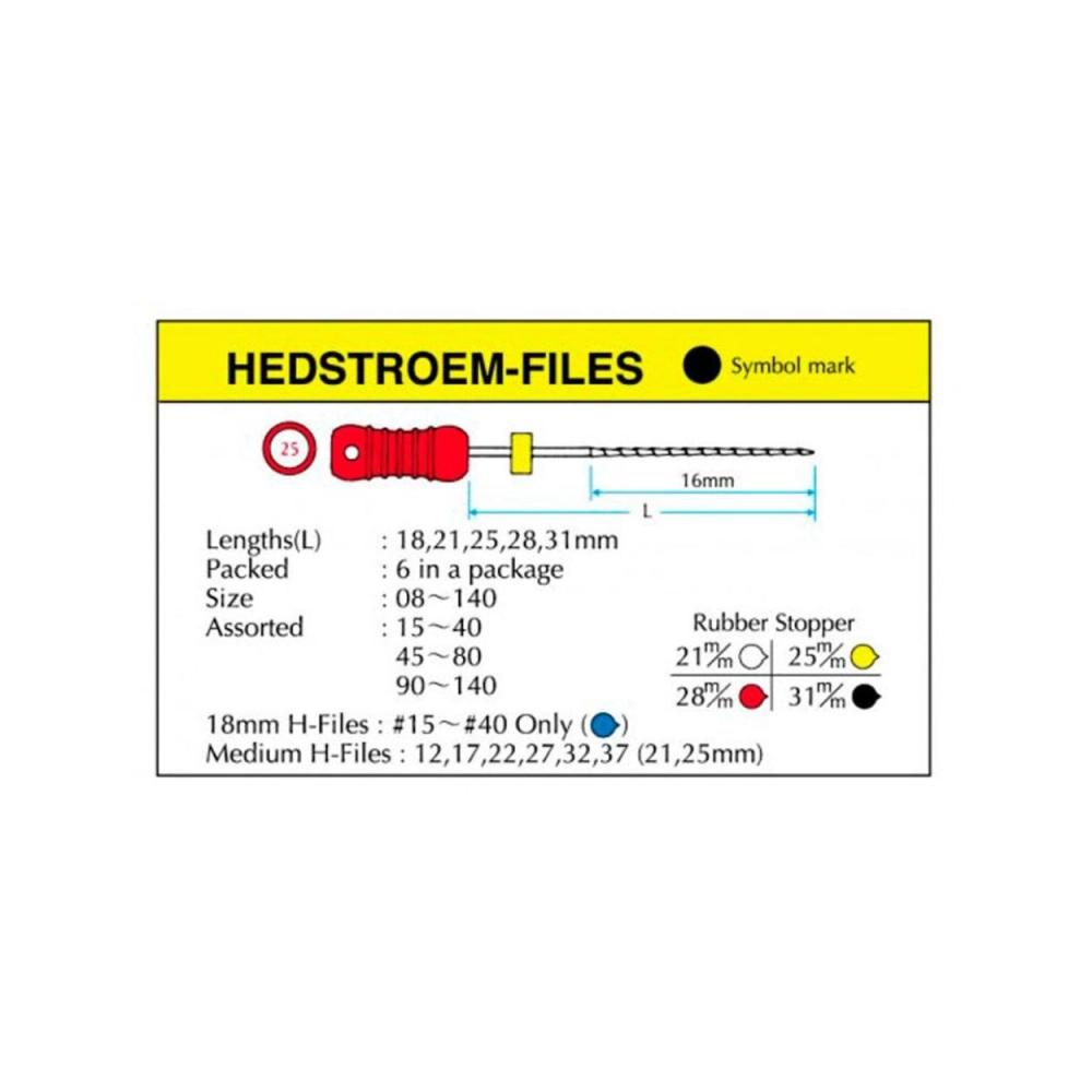 Mani Racleurs Hedström 21 mm ISO no.45-80 6 pcs