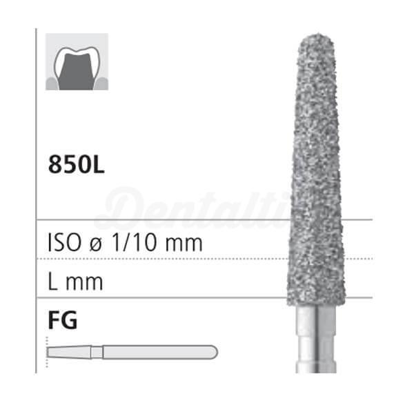 Fraise diamantée 850L FG cône long rond (6 pcs)