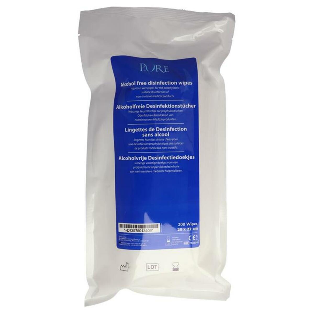 PURE Lingettes de désinfection sans alcool - 13x20cm