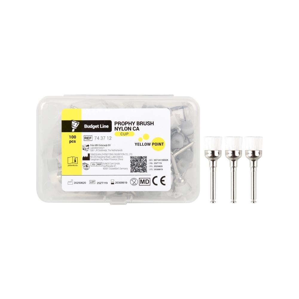 Yellow Point Budget Line Brossettes à polir cupule blanc nylon CA 100 pcs