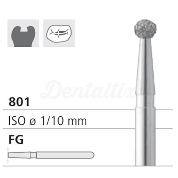 Fraise 801 Diamantée en forme de Boule FG (6 unités)