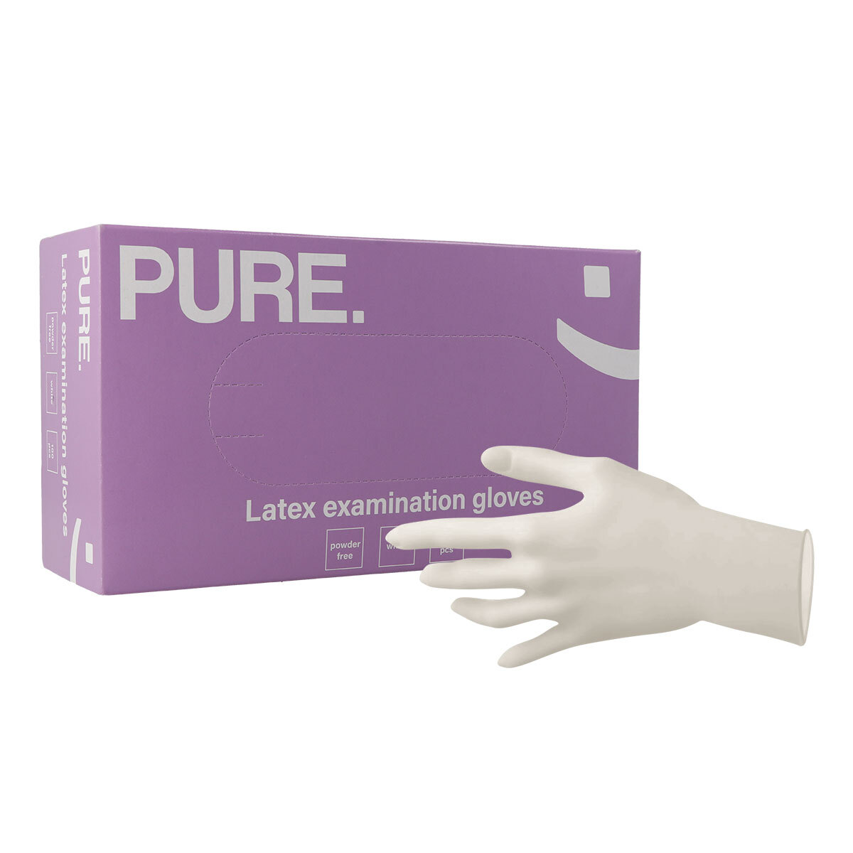 PURE Gants en latex non poudrés blanc - S (6-7)