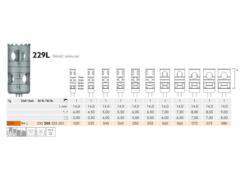229 L instrument en acier chirurgical