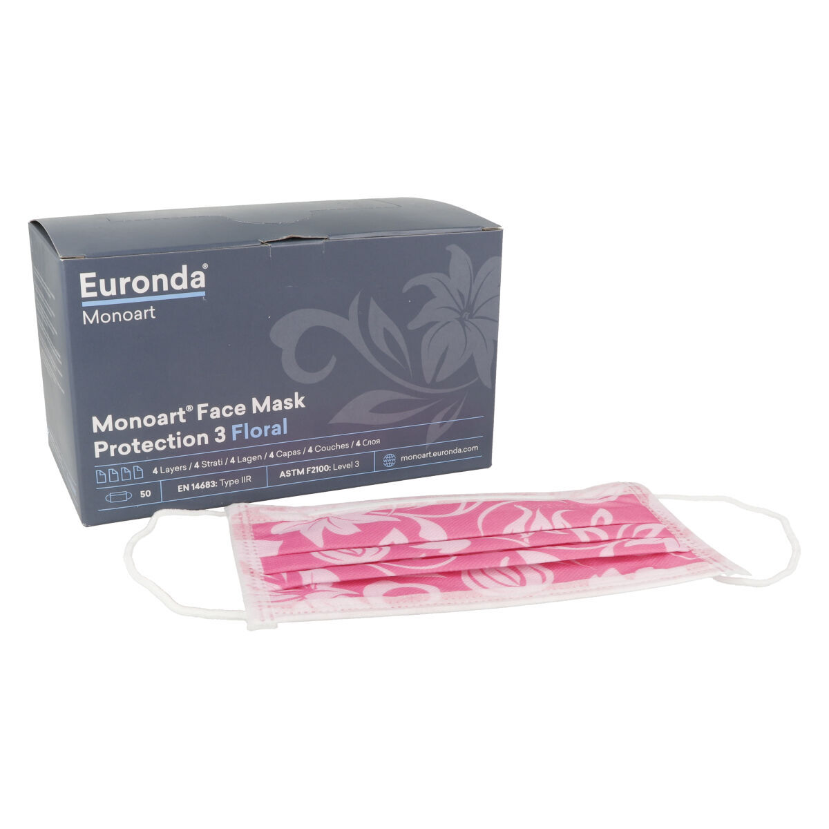 Monoart® Pro 3 Fleurs Masques sans latex type IIR avec élastique