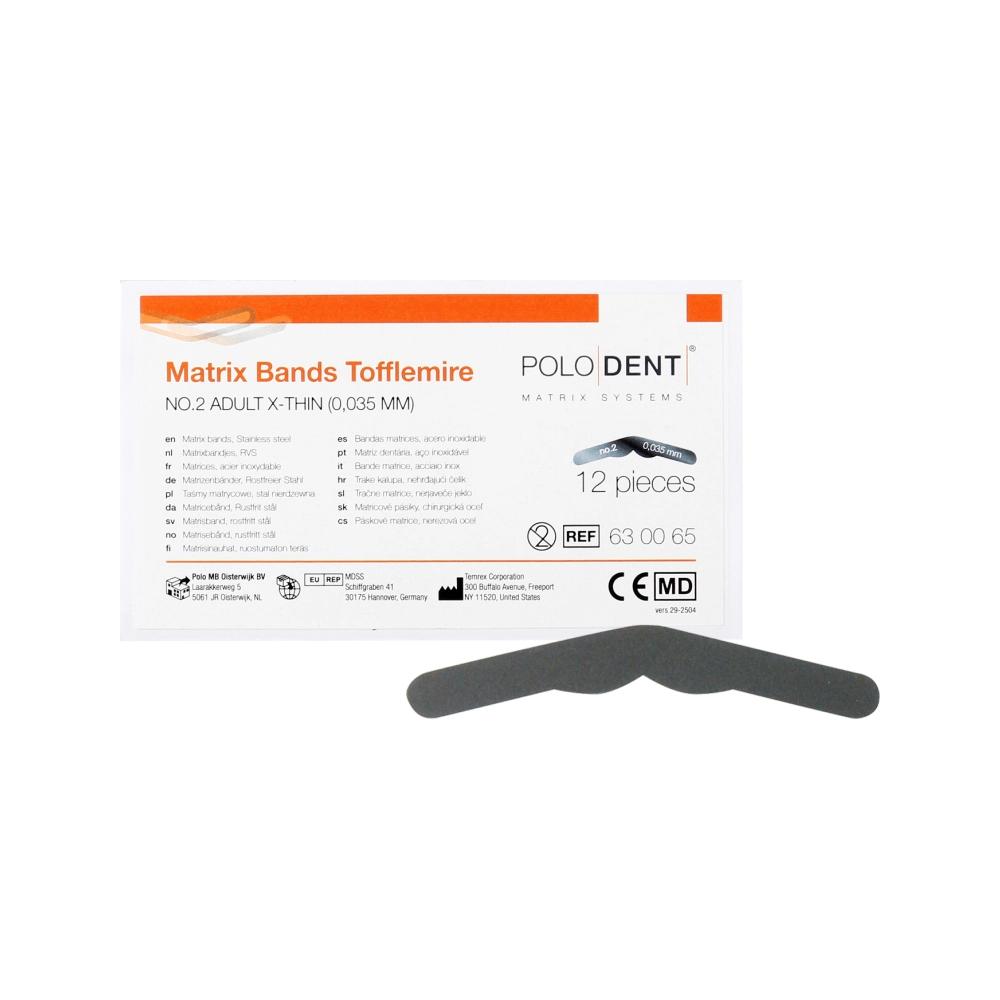 PoloDent Matrices no.2 Tofflemire x-fin 0.035 mm 12 pcs