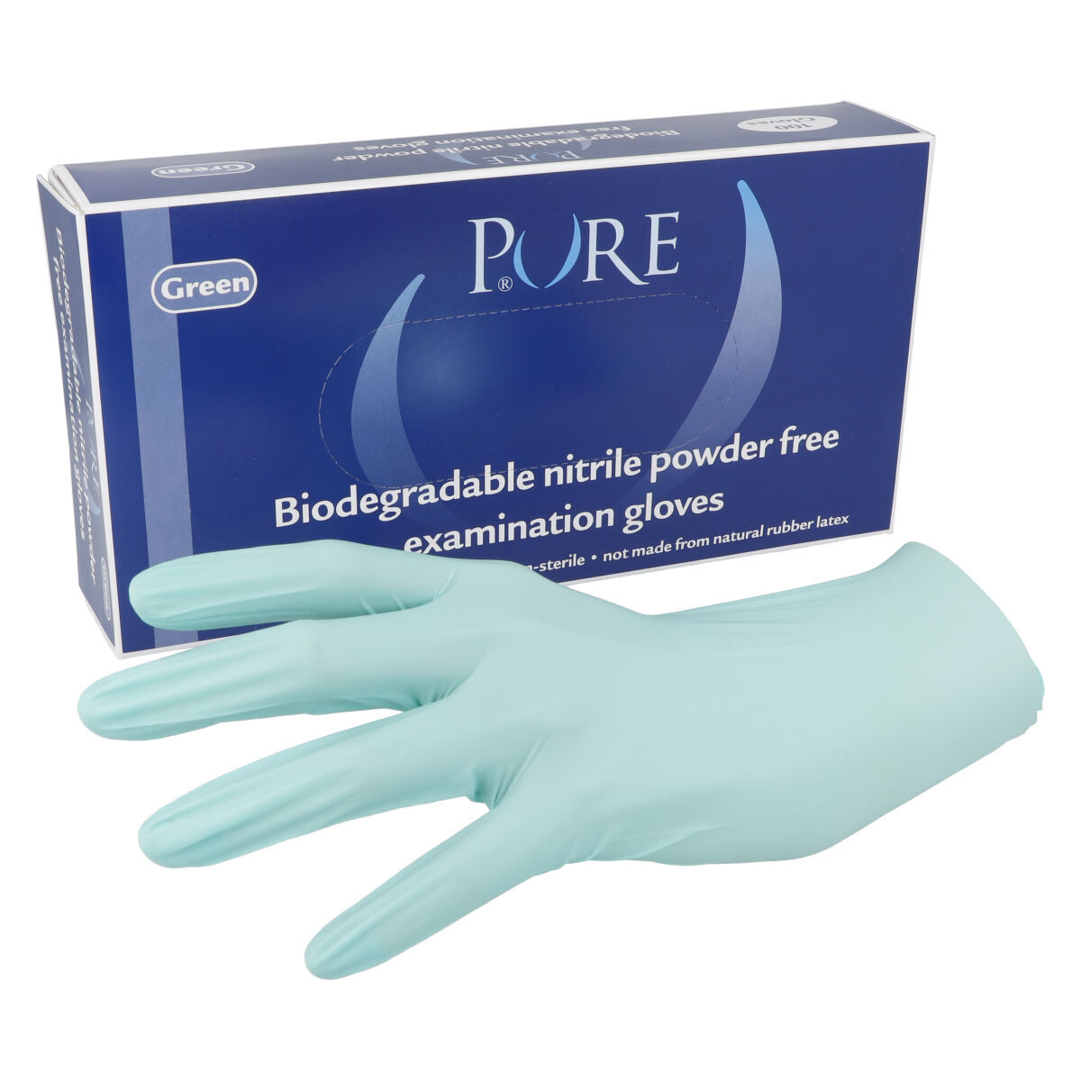 PURE BIO Gants en nitrile non poudrés vert