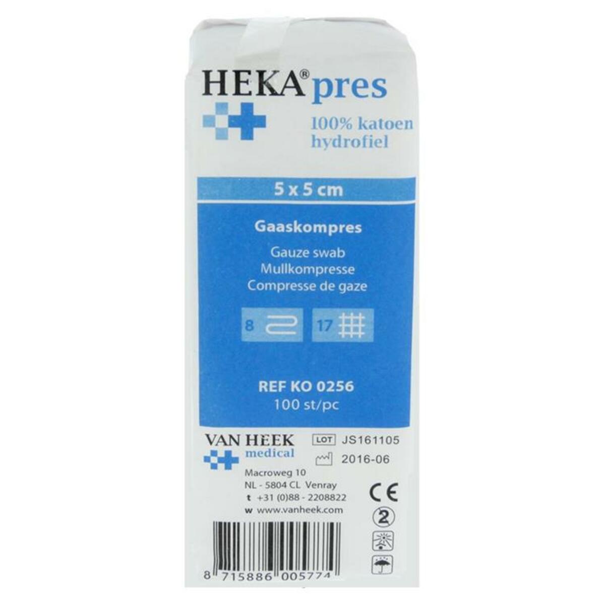 HEKA® Pres compresses de gaze hydrophiles non-stériles - 5x5cm