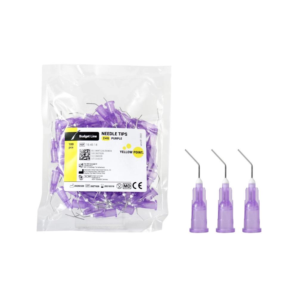 Yellow Point Budget Line Needle Tips 24ga violet 100 pcs