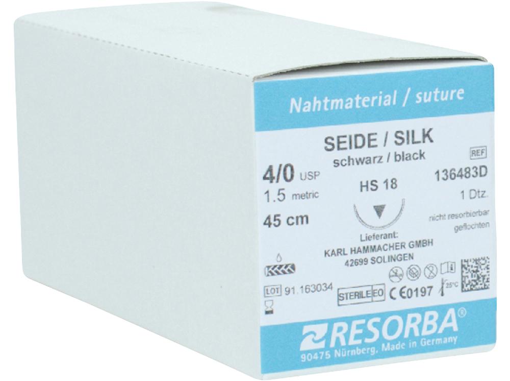 Resorba zijde zwart 4/0 HS18 1Dtz