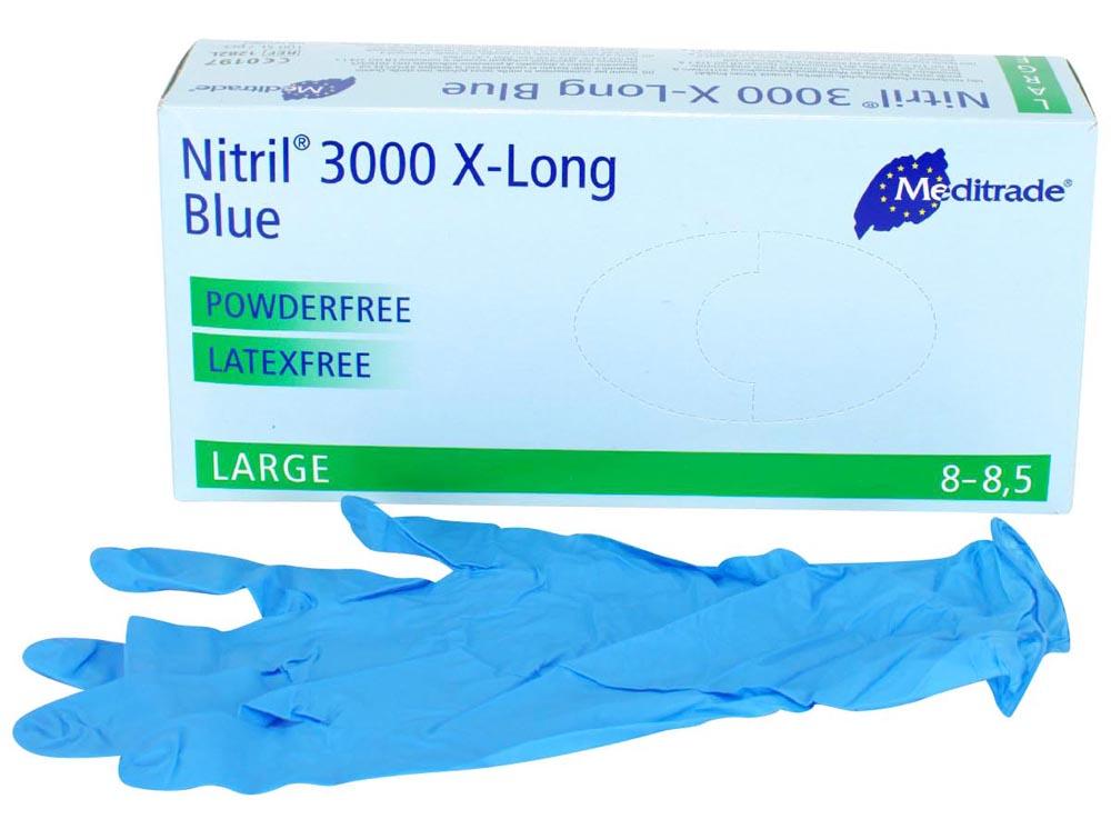 Nitril 3000 pdfr taille L bleu x-long 100p.