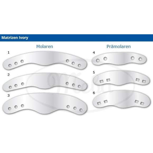 Meba matrices perforées (pré)molaires n° 1-5 (12 pcs)