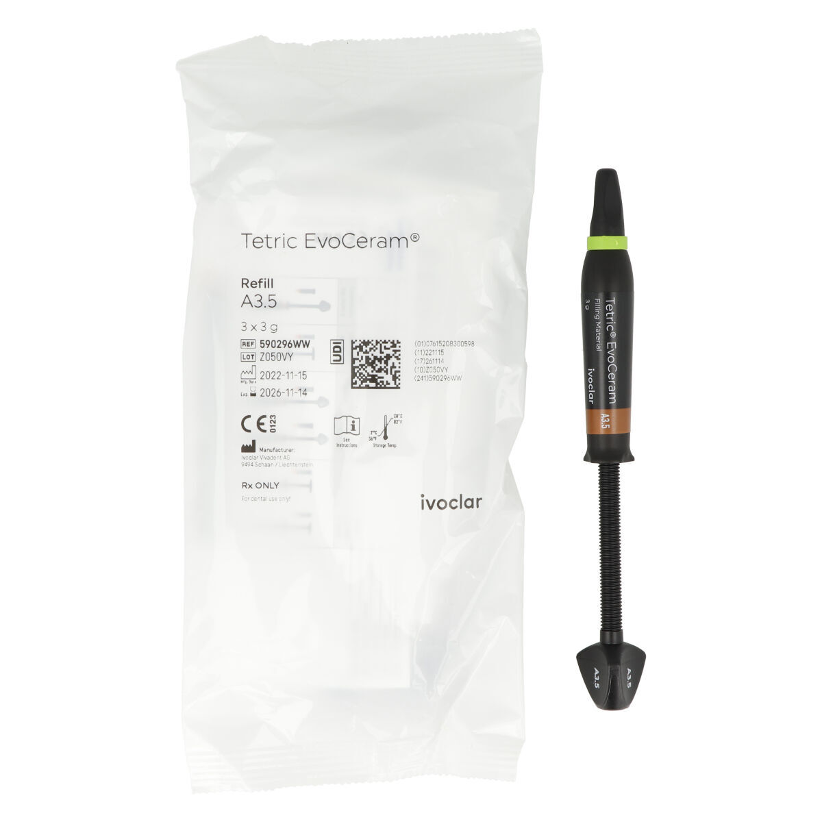 Tetric EvoCeram® composite recharge seringue email 3pces - A3.5