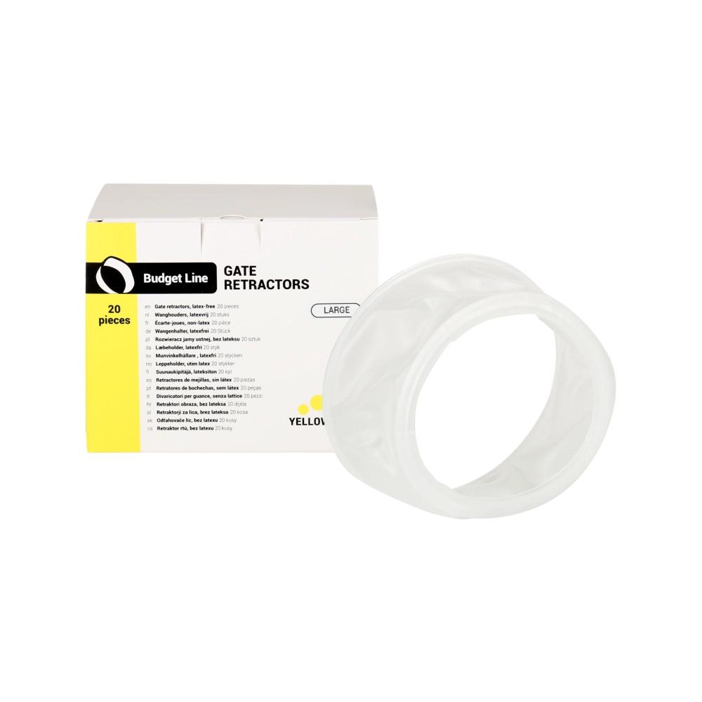 Yellow Point Budget Line Gate Retractors Large wit (non-latex) 20 stuks