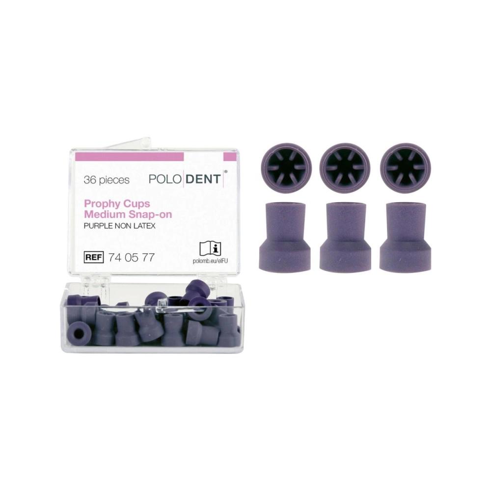 PoloDent Cupules à polir Non Latex violet medium Snap-on 36 pcs