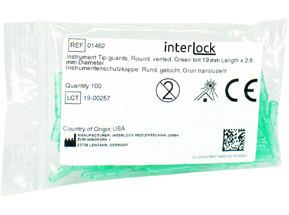 Capuchon de protection vert 2,8x19,5mm 100p.