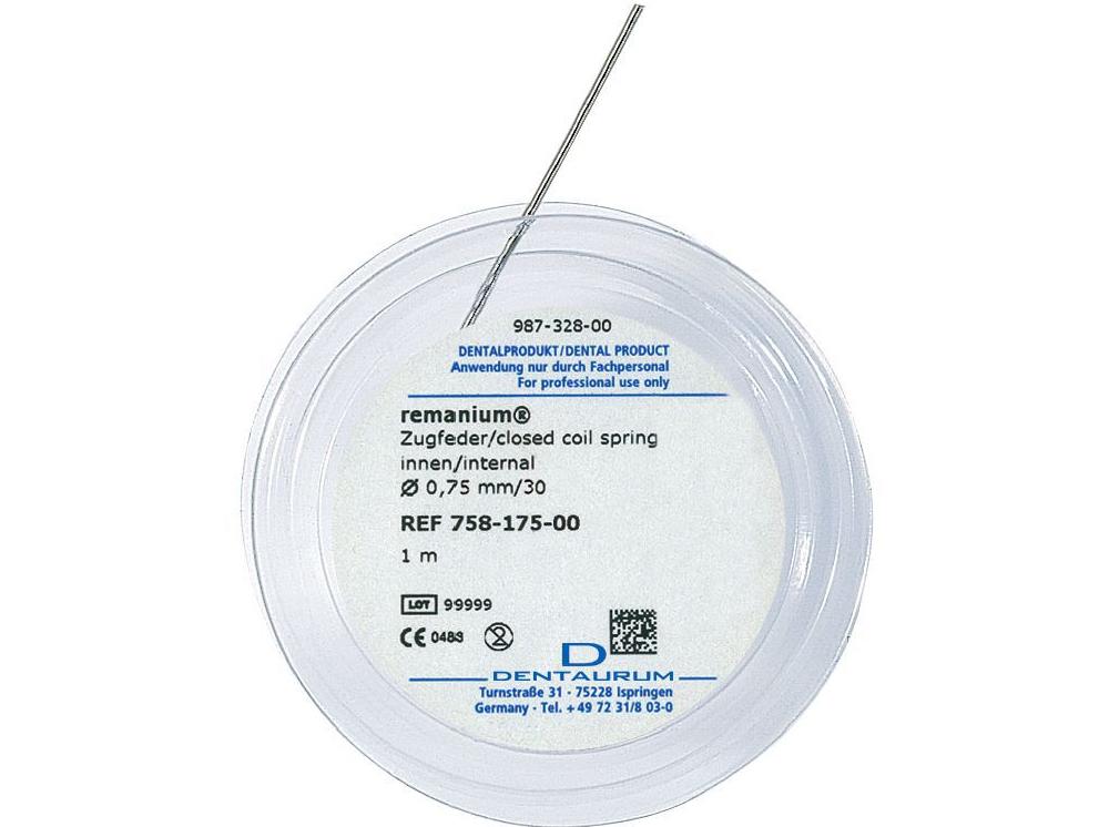 remanium® roestvrijstalen trekveer, binnendiameter 0,75 mm / 30