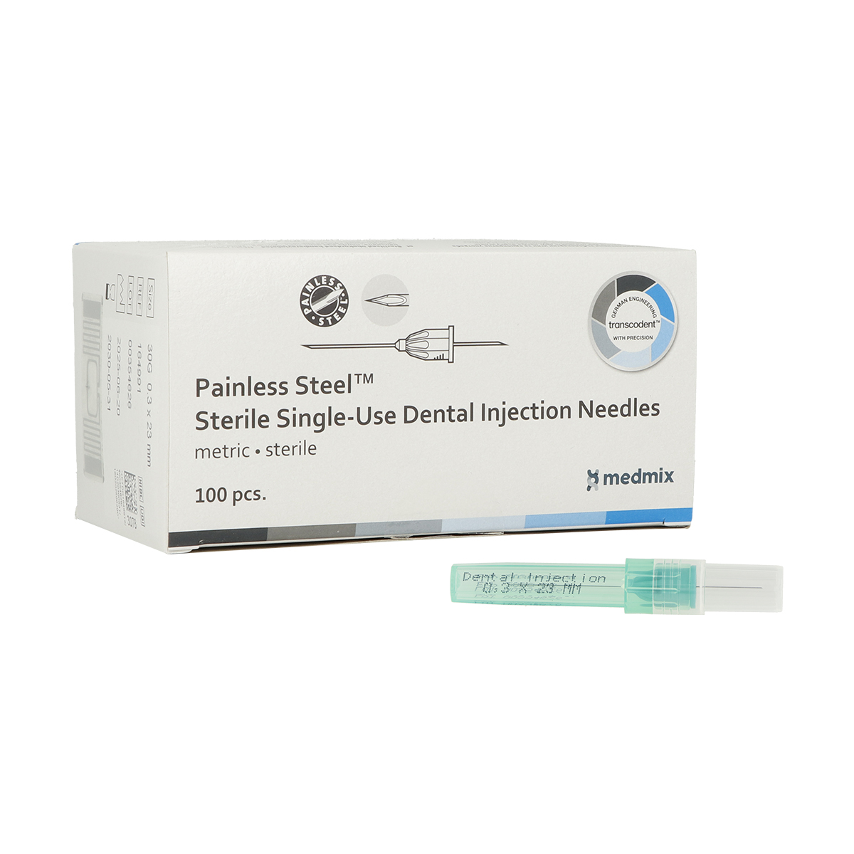 Painless Steel® Single Use Dental Injection Needles 30G Ø0,3mm (vert) -23mm