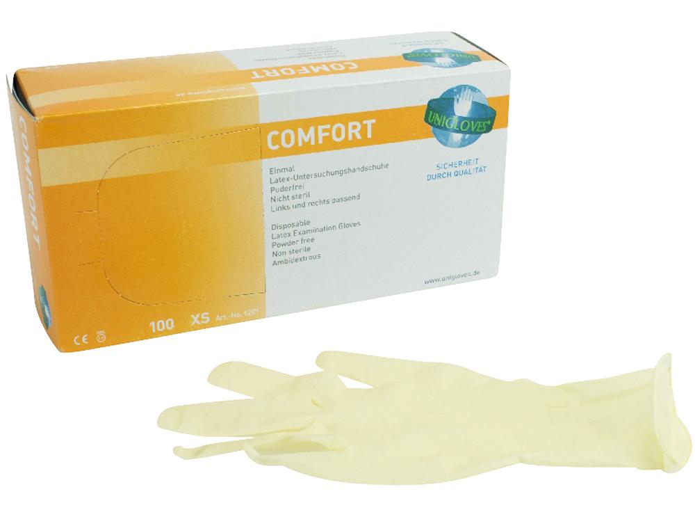 Unigloves® Comfort gants d'examen non poudrés latex - S (6-7)