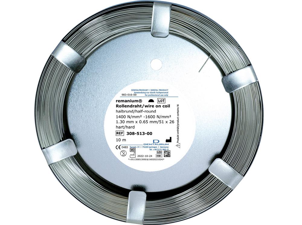 remanium® rolstaal, halfrond 1,30 mm x 0,65 mm / 51 x 26, hard