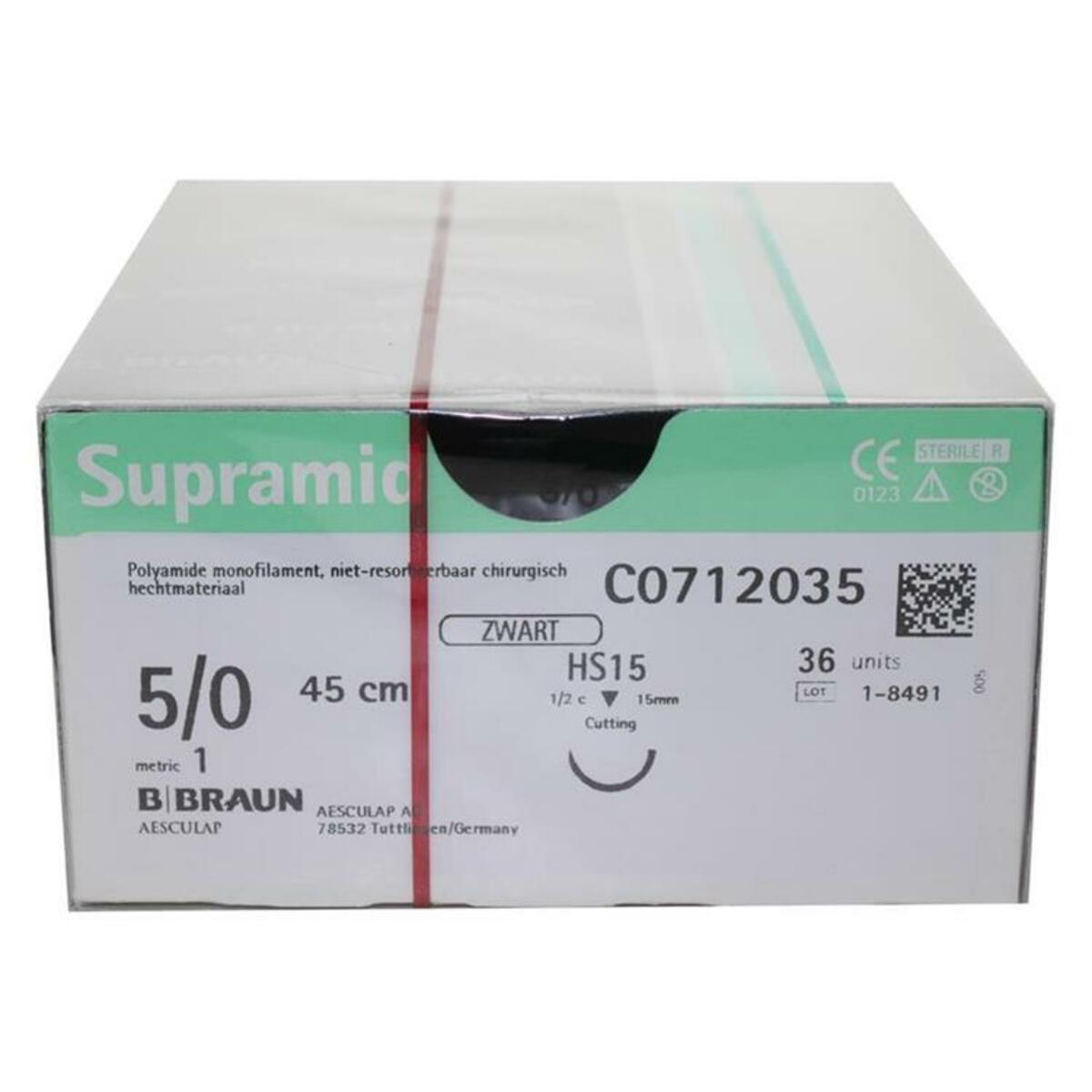 Supramid® suture en polyamide HS15 USP 5-0 / 1 metric  - 45cm